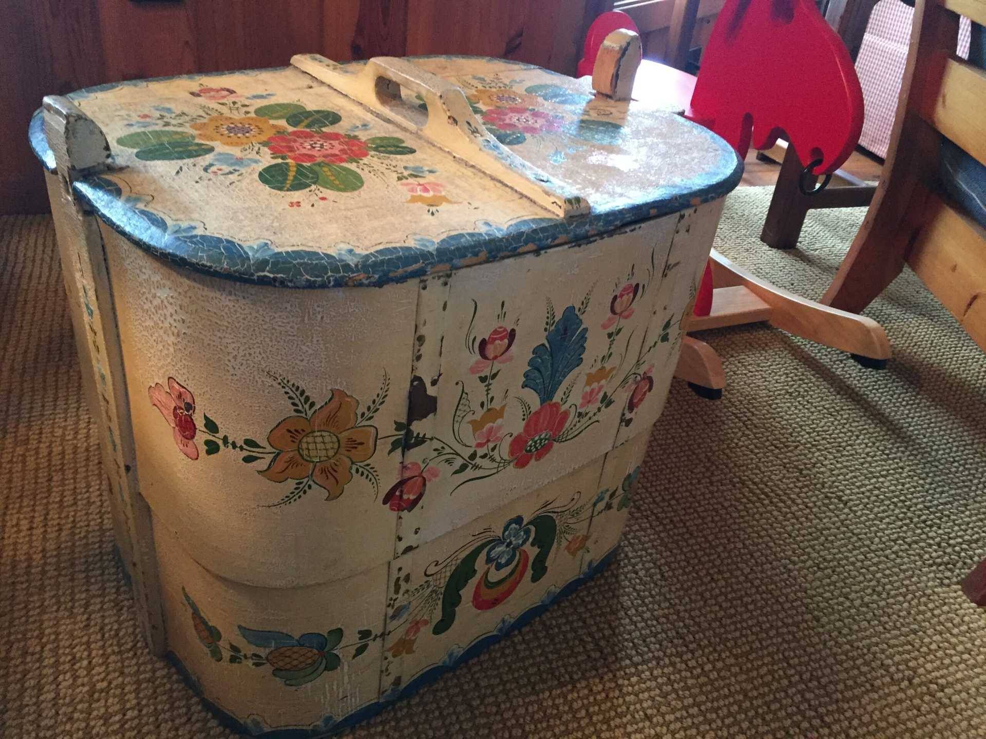 Trunk adorned with various flower paintings