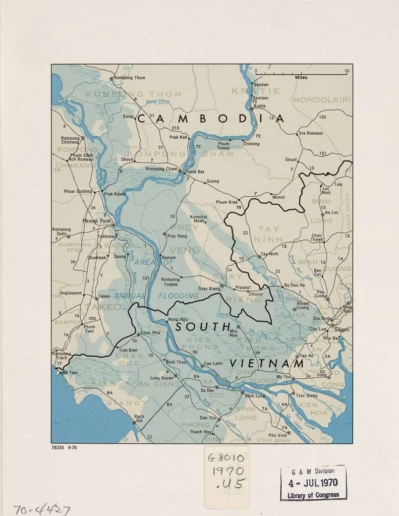 Map of Cambodia from 1970
