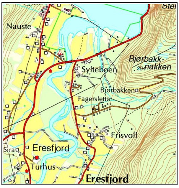 A map of Eresjford Norway