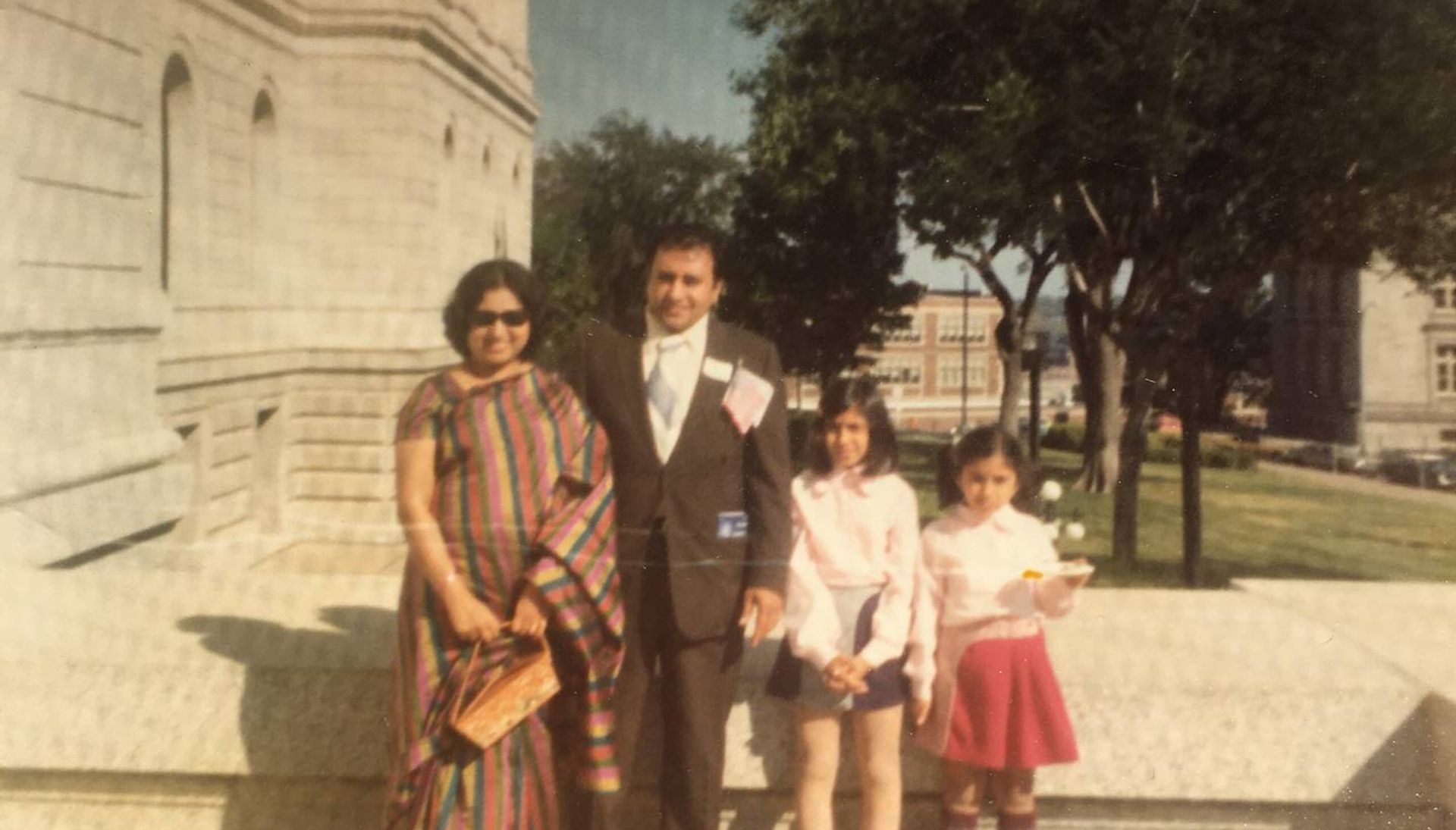 Punita's family at the Minnesota State Capitol, celebrating her father gaining citizenship, September 17, 1976