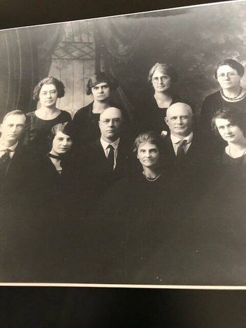 A portrait of the Boudreau family. Dennis Boudreau is in the middle row, third from the left.