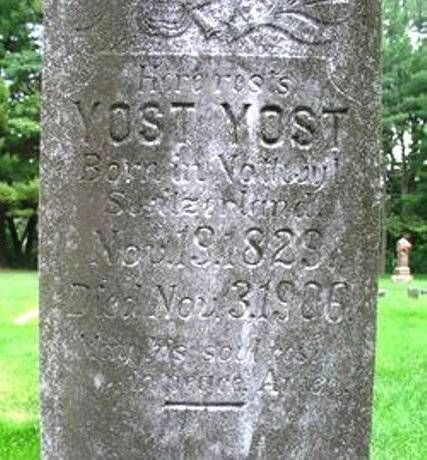 Worn graver marker that reads Yost Yost