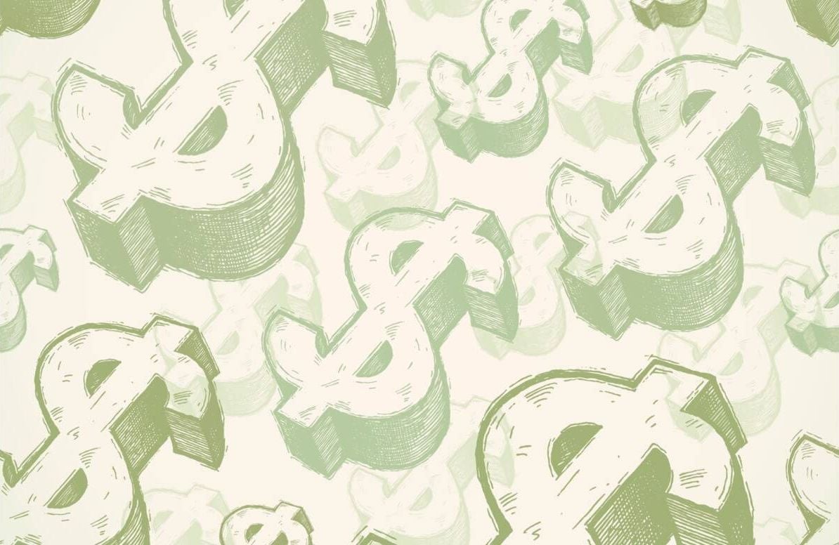 Seamless background with dollar signs