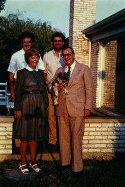 Kevin (right) with his brother Steve (left) and parents Darlene and Max, in 1981