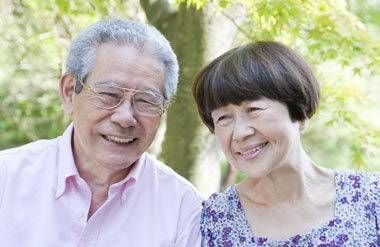 Smiling older couple