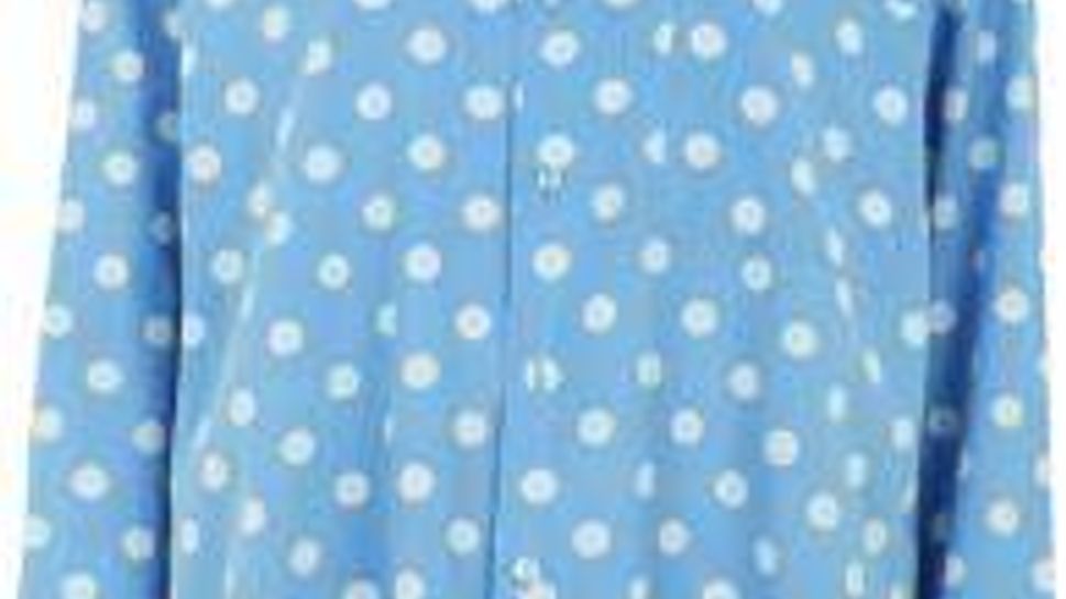 Topshop bright blue big-pocket shirt with outsized polka dots