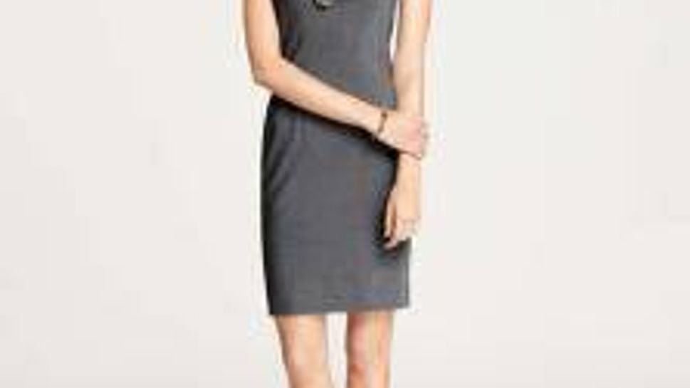 Gray sheath dress great for mixing and matching to wear for multiple interviews