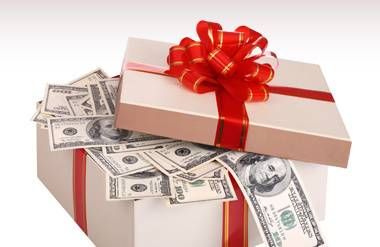 Holiday gift box with cash