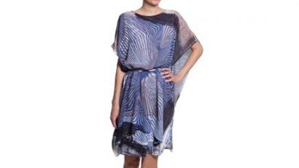 Drapey sleeves in a floaty fabric on a Geometrics caftan dress