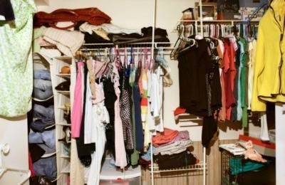 clothes in a woman's closet