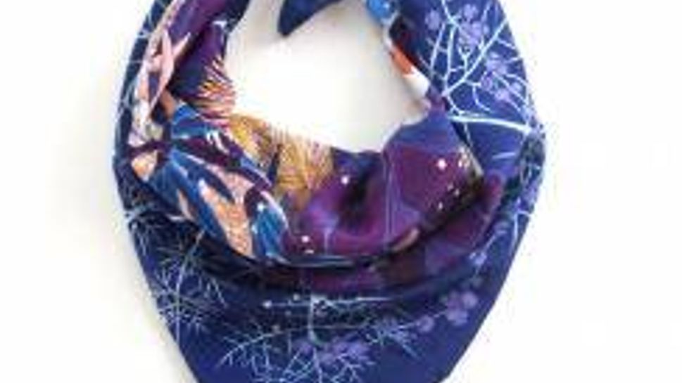 Print of Twilight & Flower, the aptly named luscious silk square, scarf