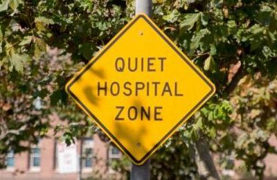 Quiet Hospital Zone road sign