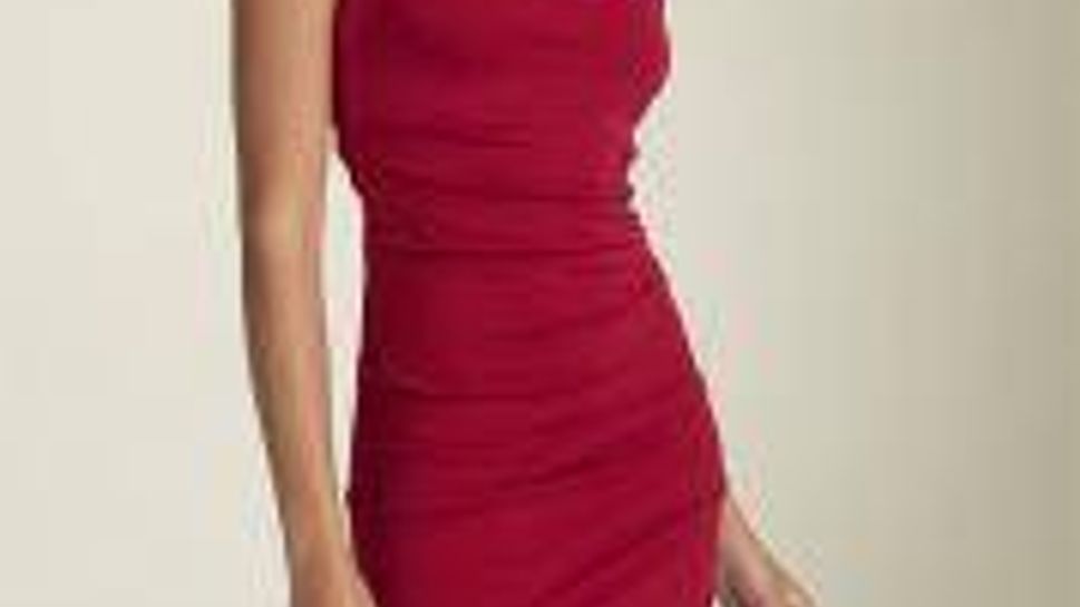 nicole Miller draped front open back red dress