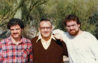 Kevin, father Max and broth Steve, around 1982