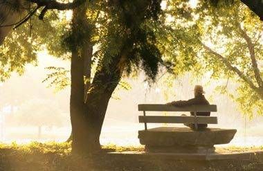 Man sitting on a park bench