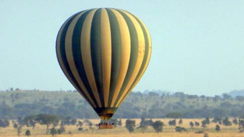 A hot air balloon over the Serengeti National Park