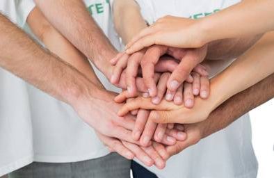 Group of volunteers hands