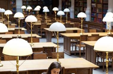 Women studying quietly in a library