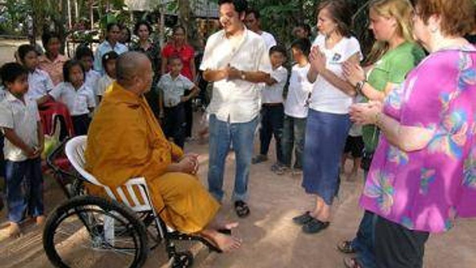 Globe Aware participants help land-mine victims and teach English to monks.