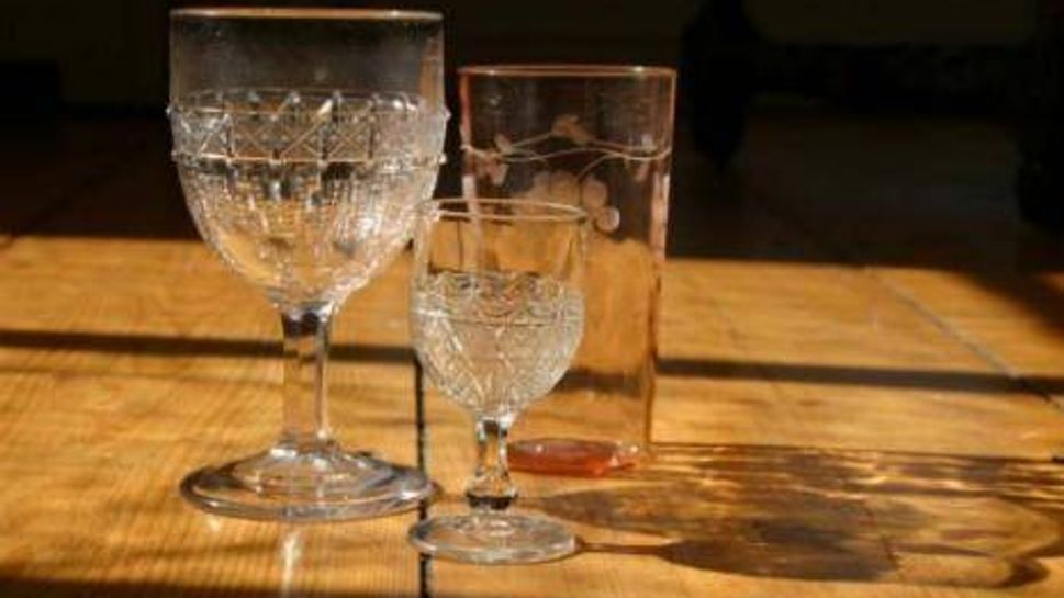 Antique drinking glasses.