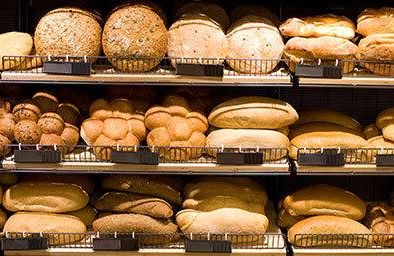 Shelves full of bread