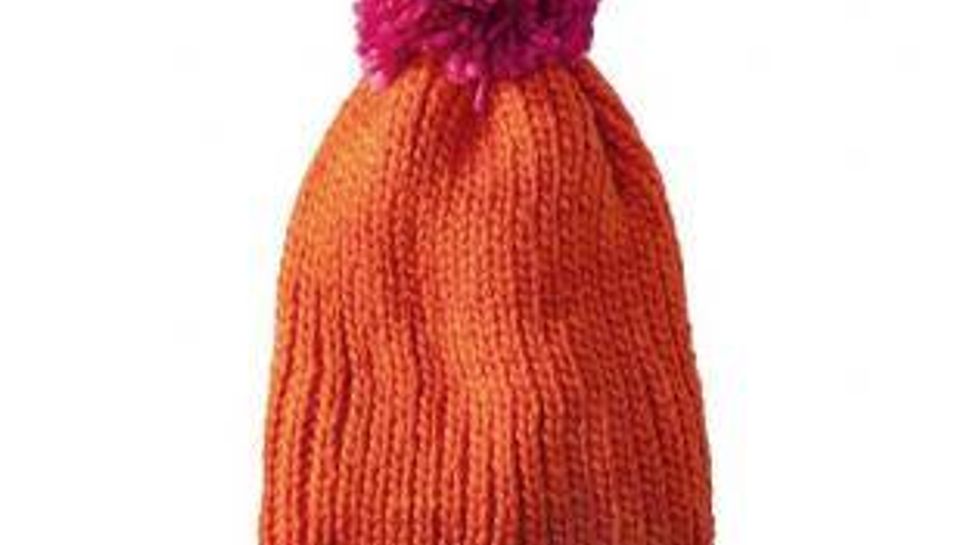 orange xhilaration block hat with pink pompom