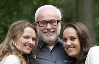 Older father with two daughters