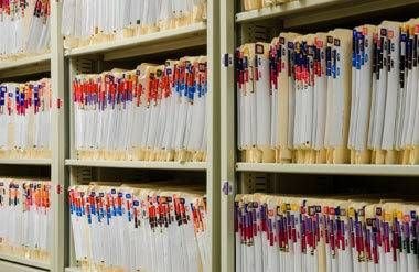 Medical records on shelves