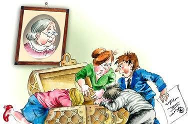 Illustration of siblings fighting over inheritance