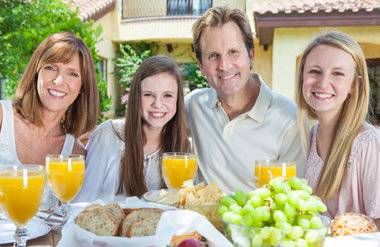 Family eating healthy meal