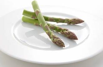 raw asparagus on a plate