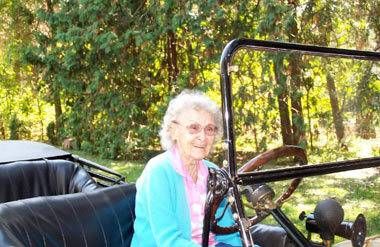 Ilene Dettmann in the model Model T she learned how to drive when she was 12.