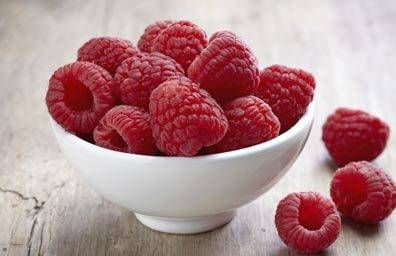 raspberries in a bowl