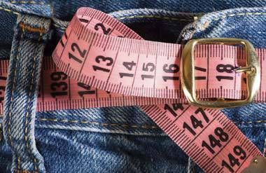 Measuring tape as a belt with jeans