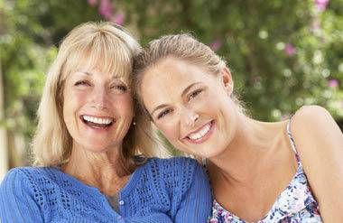 Woman With Adult Daughter Relaxing at Home