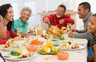 An African-American intergenerational family having a Thanksgiving meal