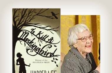 Harper Lee and cover of To Kill A Mockingbird