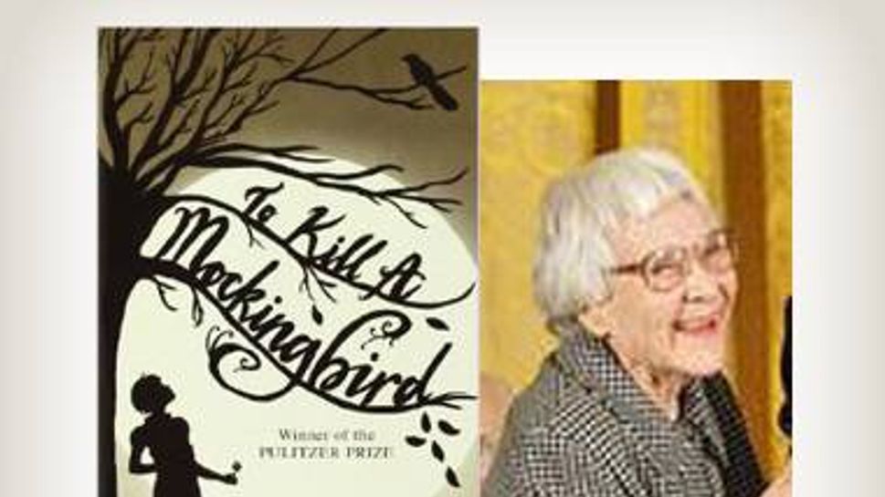 Harper Lee and cover of To Kill A Mockingbird