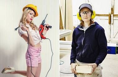 Two women representing construction