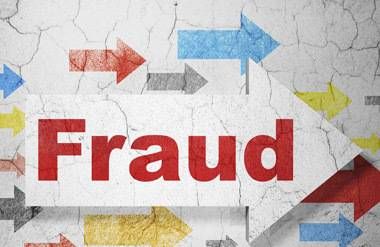 Fraud illustration with multi-colored arrows