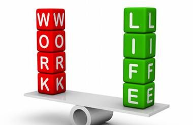 work and life blocks on a scale