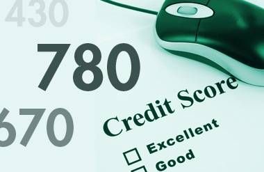 Illustration of Credit Score numbers, list and computer mouse