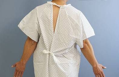 Hospital gown with back opening