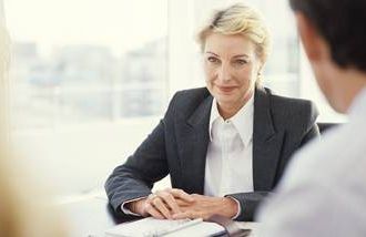 Older woman interviewing for a job