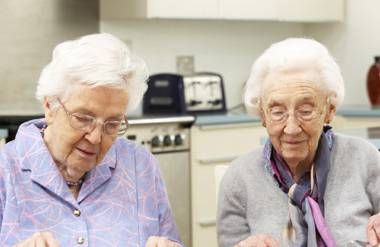 Older women having a meal together