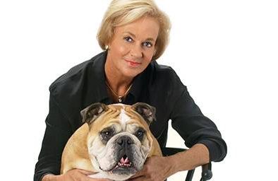 Zelda Wisdom founder Carol Gardner with her bulldog, Zelda