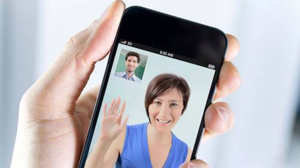 Couple enjoying a video call from smartphone