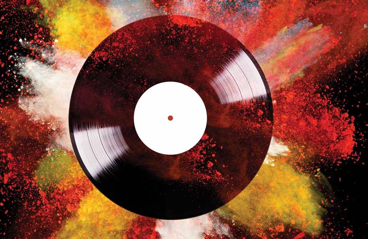 Record with colorful paint