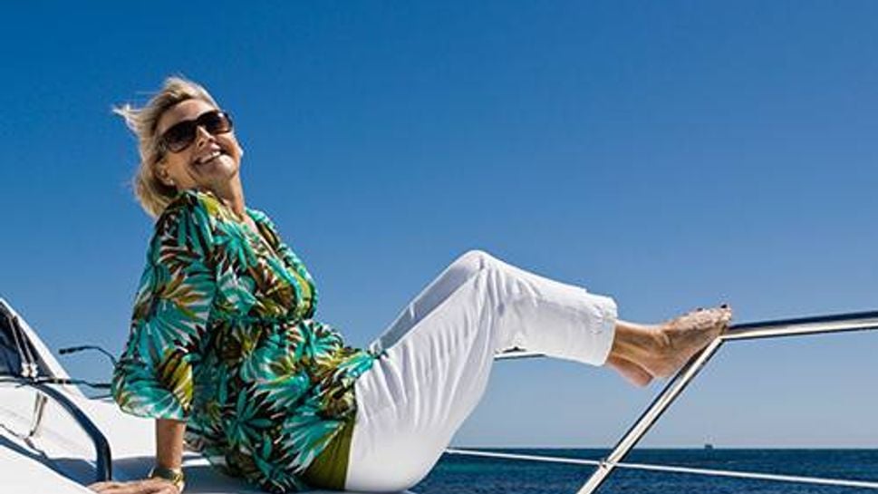 Woman relaxing on a boat
