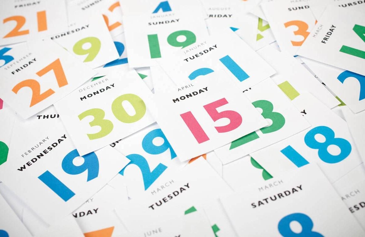 Pile of calendar dates